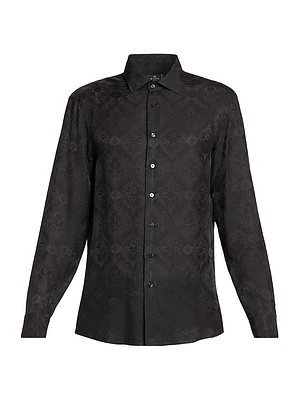 Tonal Floral Silk-Blend Shirt