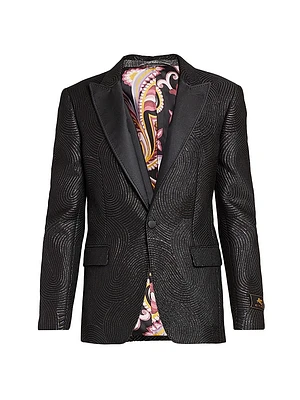 Sparkle Swirl Textured Single-Breasted Blazer