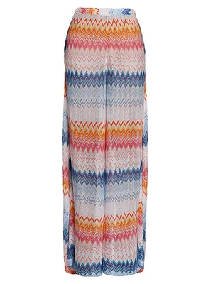 Chevron Side-Slit Wide-Leg Pants