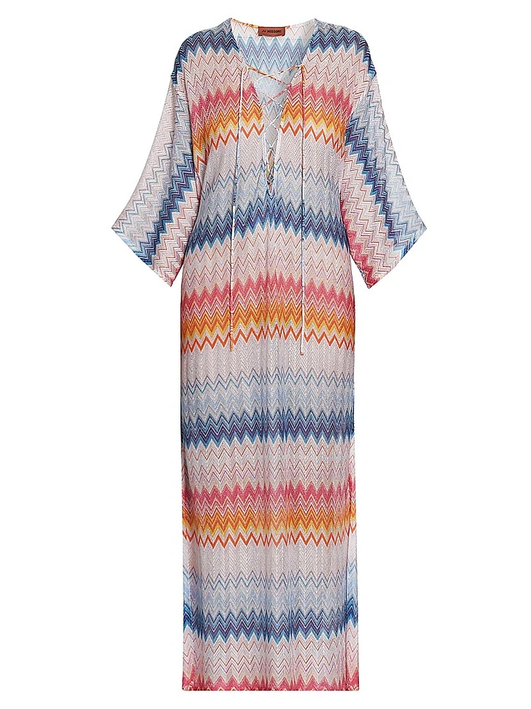 Chevron Lace-Up Long Cover-Up