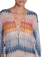 Chevron Lace-Up Long Cover-Up