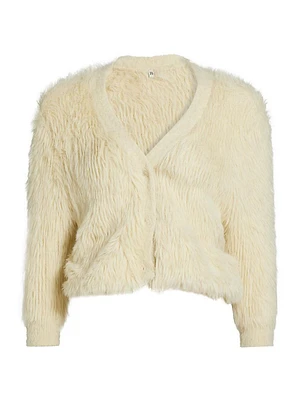Balloon Faux-Fur Cardigan