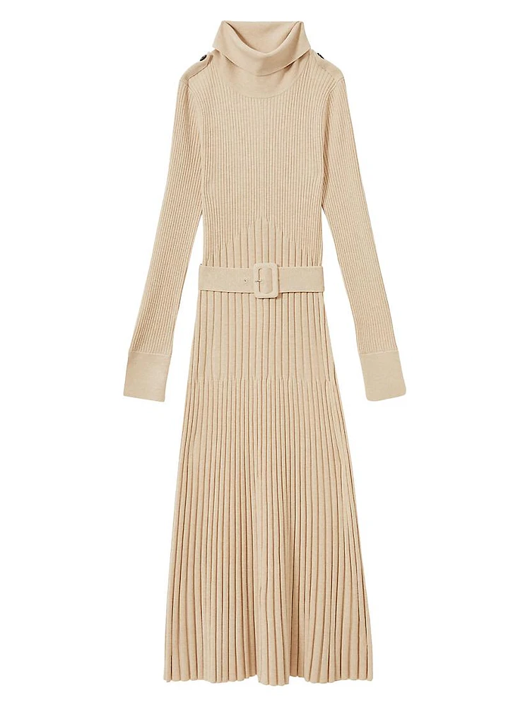 Vinette Rib-Knit Belted Midi-Dress