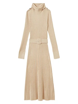 Vinette Rib-Knit Belted Midi-Dress