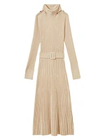 Vinette Rib-Knit Belted Midi-Dress