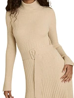 Vinette Rib-Knit Belted Midi-Dress