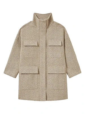 Amora Herringbone Wool-Blend Coat