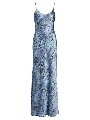 Serita Snake Silk Maxi Dress