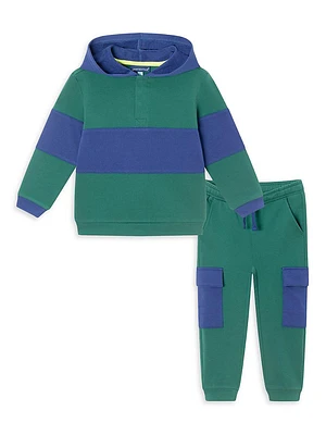 Little Boy's & Colorblock Terry Hoodie Pants Set