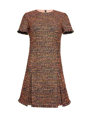 Cotton-Blend Tweed A-Line Shift Midi-Dress