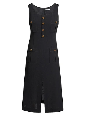 Virgin Wool A-Line Midi-Dress