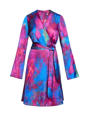 Charmeuse Tie-Waist Faux Wrap Dress