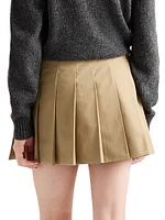 Twill Miniskirt with Leather Belt
