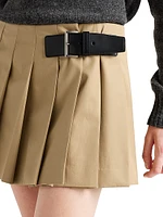 Twill Miniskirt with Leather Belt