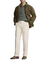 Plaid Cashmere-Wool Polo-Collar Sweater