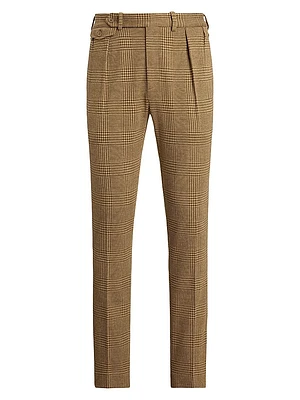 Hand-Tailored Plaid Jersey Suit Trousers