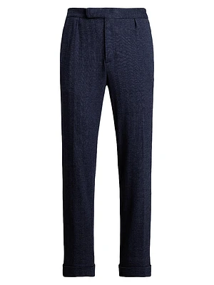 Hand-Tailored Herringbone Suit Trousers