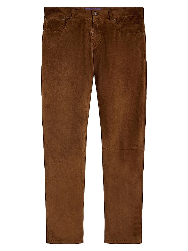Hand-Tailored Suede Five-Pocket Pants