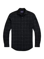 Windowpane Plaid Cotton Flannel Shirt