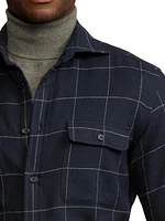 Windowpane Plaid Cotton Flannel Shirt