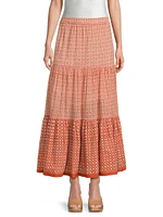 Frilly Tiered Cotton Maxi Skirt