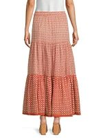 Frilly Tiered Cotton Maxi Skirt