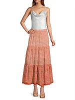 Frilly Tiered Cotton Maxi Skirt