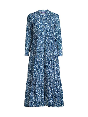 Diwali Floral Cotton A-Line Midi Dress