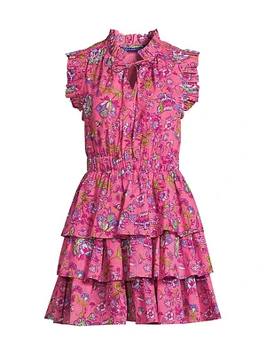 Bimba Floral Cotton Ruffled A-Line Minidress
