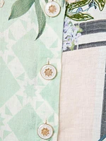 Printed Linen Short-Sleeve Shirt