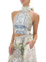 Floral Halter Tie Top