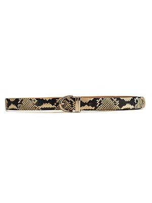 Bambi Snakeskin-Embossed Leather Skinny Belt