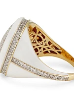 14K Yellow Gold, Enamel & 1.20 TCW Diamond Cocktail Ring