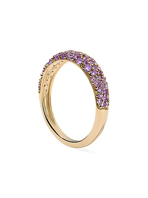 14K Yellow Gold & Amethyst Pavé Ring