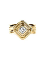 14K Yellow Gold & 1.0 TCW Diamond Asscher Solitaire Ring