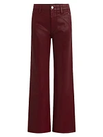 Rosie Coated High-Rise Stretch Wide-Leg Jeans