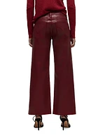 Rosie Coated High-Rise Stretch Wide-Leg Jeans