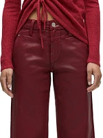 Rosie Coated High-Rise Stretch Wide-Leg Jeans