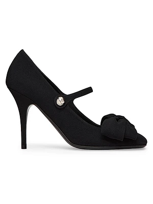 Bowjane 100MM Mary-Jane Pumps Crepe Fabric