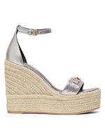 Metallic Leather 120MM Espadrille Wedges