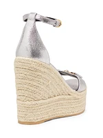 Metallic Leather 120MM Espadrille Wedges
