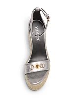 Metallic Leather 120MM Espadrille Wedges