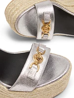 Metallic Leather 120MM Espadrille Wedges