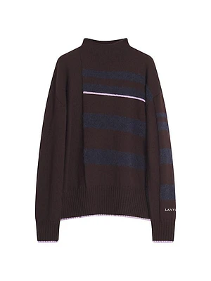 Striped Mock Turtleneck Sweater