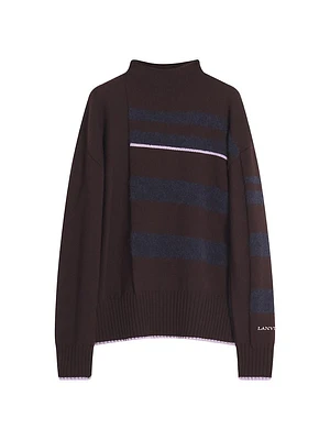 Striped Mock Turtleneck Sweater