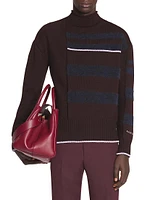 Striped Mock Turtleneck Sweater