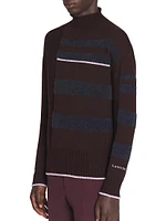 Striped Mock Turtleneck Sweater