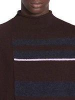 Striped Mock Turtleneck Sweater