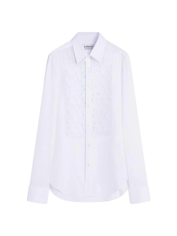 Fitted Shirt with an Embroidered Bib Front