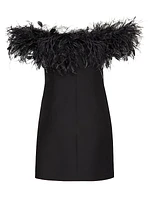 Crepe Couture Dress with Feather Embroidery